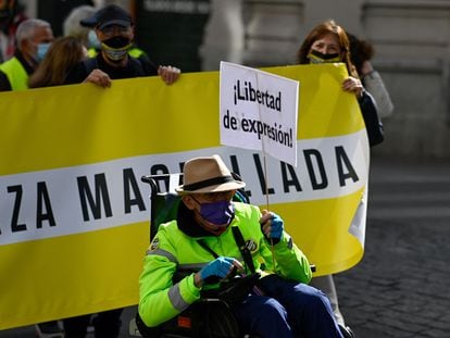 Protesta en Madrid contra la ley de seguridad.