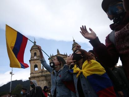Una protesta en las calles de Bogotá en contra del Gobierno de Iván Duque, en septiembre de 2020.