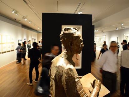 Exposición dedicada al pintor chino Wu Guanzhong en la Galería Nacional de Singapur.