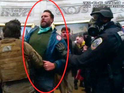 This image from police body-worn video shows Klete Keller in the Rotunda of the U.S. Capitol on Jan. 6, 2021, in Washington.