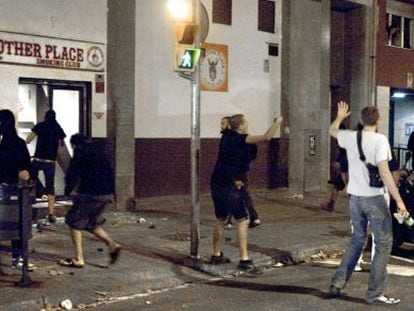 Incidentes en el exterior de la discoteca The Other Place, el pasado octubre en Barcelona.