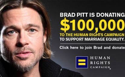 Brad Pitt en la web de la asociaci&oacute;n Human Rights Campaign. 