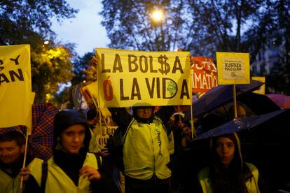 Manifestación contra el cambio climático celebrada en Madrid, este sábado. 