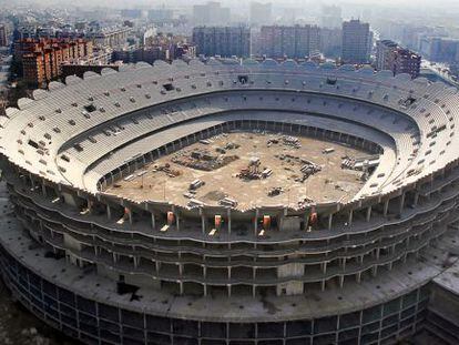 Vista de las obras paralizadas del nuevo estadio del Valencia C F. 