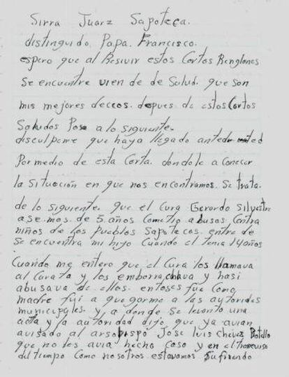 Esta es la carta que Narcisa Mendoza escribió al papa Francisco.