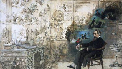 'Dickens' Dream', cuadro inacabado del pintor Robert W. Buss (1804-1875).