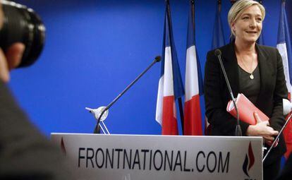 Marine Le Pen, líder del partido de ultraderecha francés Frente Nacional, en una conferencia de prensa el año pasado.