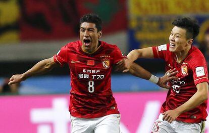 Paulinho celebra el gol que clasific&oacute; al Guangzhou.