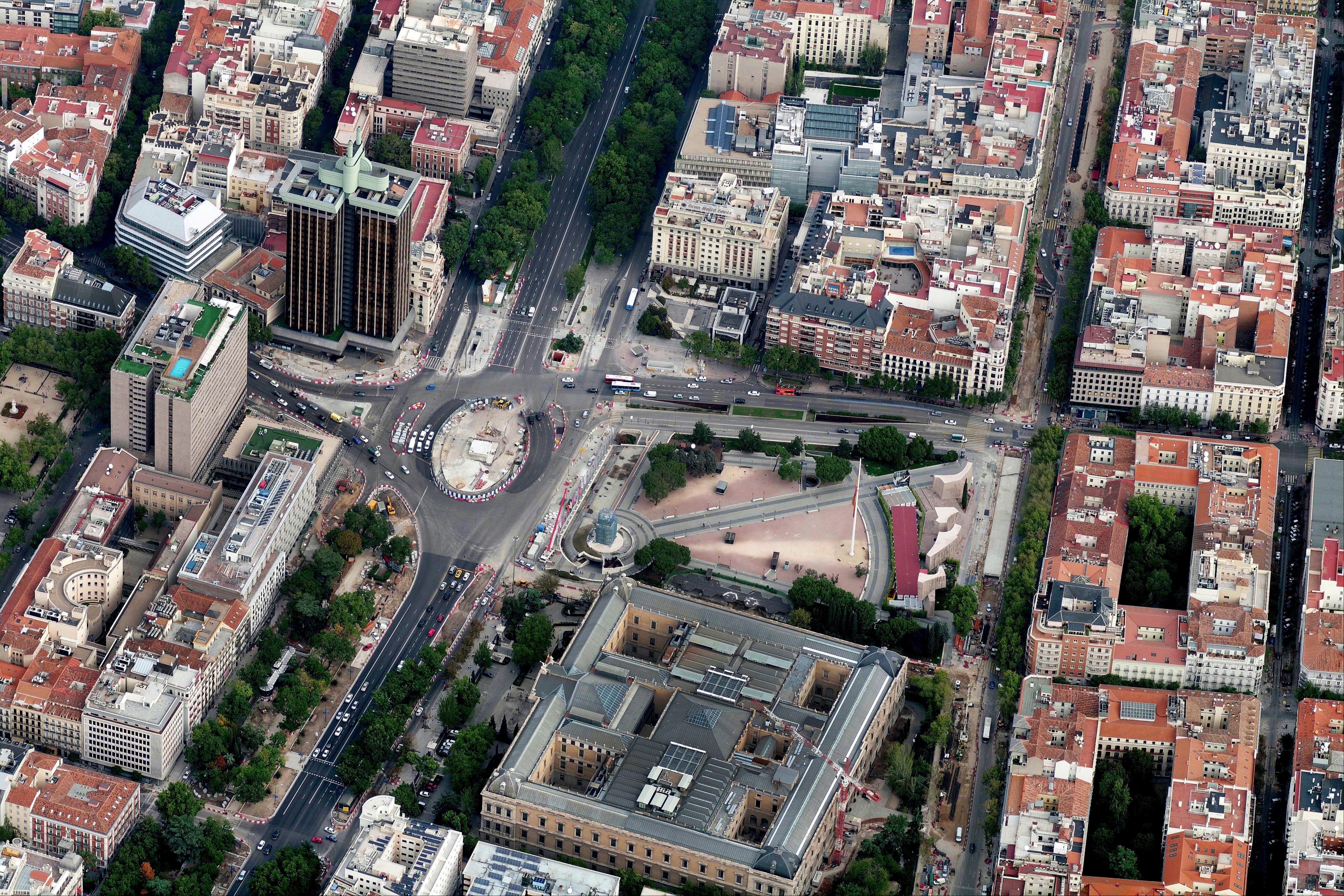 Vista aérea de la Plaza de Colón.
