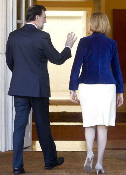 Mariano Rajoy y Luisa Fernanda Rudi, ayer en el palacio de la Moncloa.