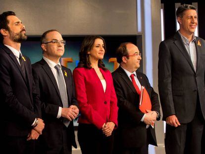 Los candidatos a la Generalitat de Catalu&ntilde;a antes del debate del jueves. 