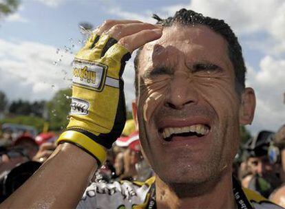 George Hincapie, tras su llegada a la meta.