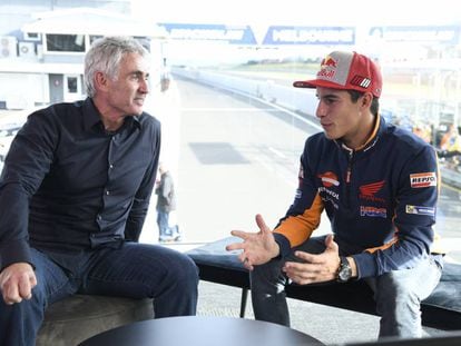 Mick Doohan y Marc Márquez, en una charla organizada por los organizadores del Mundial en Phillip Island.