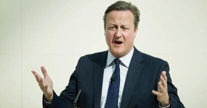 El primer ministro birt&aacute;nico, David Cameron, en un discurso el pasado 9 de mayo. 