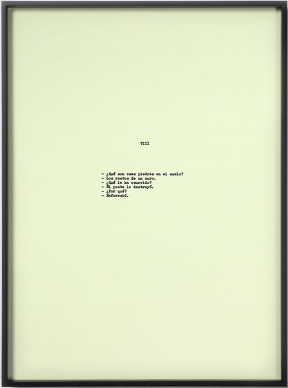 "Diálogo sobre un poeta, una manzana y una retícula (Parte dos) III "(2019), de Jorge Méndez Blake. Galería Travesía Cuatro.