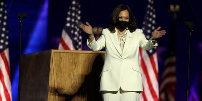 Kamala Harris, celebrando su elección.