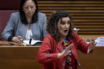 La diputada socialista Mercedes Caballero, durante el debate. 