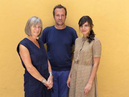 Nell Leyshon, Marcos Giralt Torrente y Valeria Luiselli, en el Hay Festival