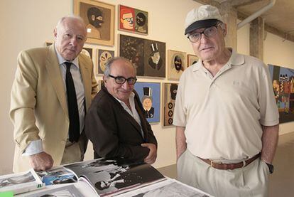 De izquierda a derecha, Arroyo, Socías y Gordillo, en la galería Ivorypress de Madrid.