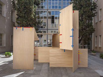 La obra 'Nomdaic Pavilion' que el malagueño Jorge Penadés llevó a la última edición del London Design Festival. En la imagen, en su presentación durante el festival Concéntrico 2018, en Logroño. |