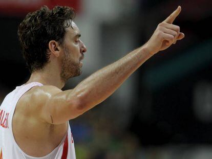 Pau Gasol, durante el partido amistoso ante Lituania.