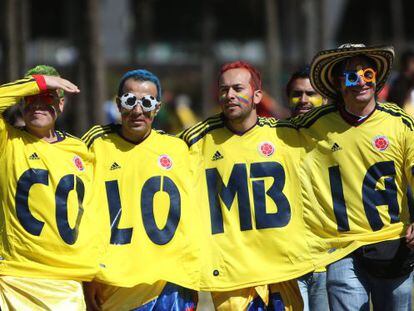 Aficionados colombianos que viajaron al Mundial de Brasil. 