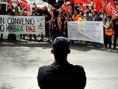 Manifestaci&oacute;n de trabajadores de Amazon en Madrid.