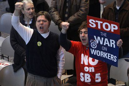 Protestas en el Senado de Ohio.