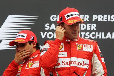 Massa y Alonso, en el podio del Gran Premio de Alemania.