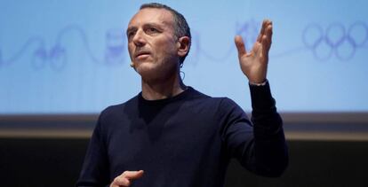 El consejero delegado de Danone, Emmanuel Fabre, durante su intervención en los actos de celebración de la empresa de alimentación Danone que se celebraron este miércoles en Barcelona, ciudad donde se fundó la compañía.