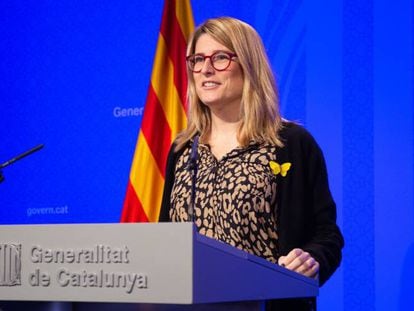 La consellera de la Presidencia y portavo del Govern, Elsa Artadi, ofrece declaraciones a los medios de comunicaci&oacute;n tras la celebraci&oacute;n del Consell Executiu en la Generalitat.