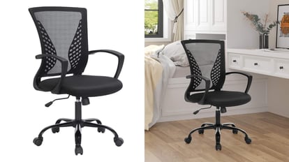 Tanto el asiento como el respaldo de esta silla ergonómica se han fabricado con un tejido de malla transpirable.