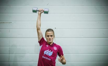 Irene Paredes, en una sesión de entrenamiento en gimnasio en Palmerston North.