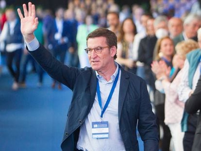 Alberto Núñez Feijóo, el domingo en Pontevedra en el congreso del PP gallego.