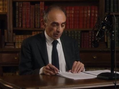Éric Zemmour, el 30 de noviembre, cuando anunció en un vídeo su candidatura a la presidencia de la República francesa.