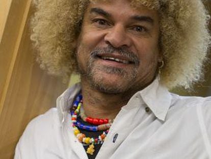 Carlos Valderrama, ayer en la redacción de EL PAÍS en Madrid.