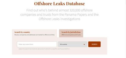 Página web donde se puede consultar la base de datos de los papeles de Panamá.