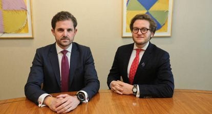 Los responsables de renta fija de España y Portugal para empresas, Bruno Sáenz, y para bancos, Abraham Douek.