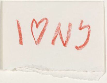 Boceto del logo 'I love NY' de Milton Glaser (1976), parte de una instalación sobre el trabajo del artista desplegada en el 'lobby' del MoMA.