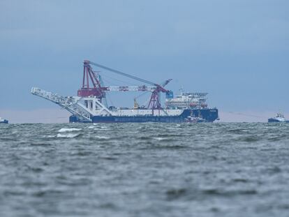 Un buque ruso que participa en la construcción del gasoducto Nord Stream 2, entre Rusia y Alemania.
