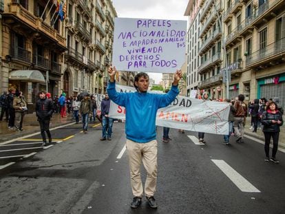 Manifestación contra la precariedad, el pasado 1 de mayo en Barcelona.