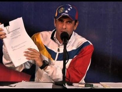 Capriles impugna la victoria electoral de Maduro