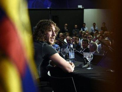 Puyol, durante el acto de despedida.