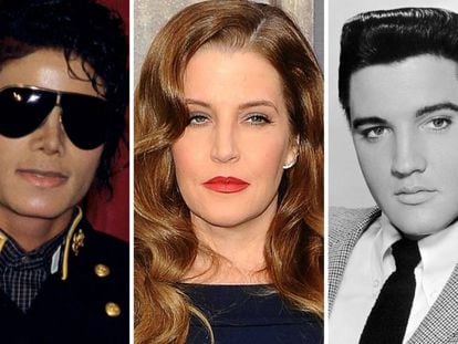 Michael Jackson, Lisa Marie Presley y Elvis Presley.
