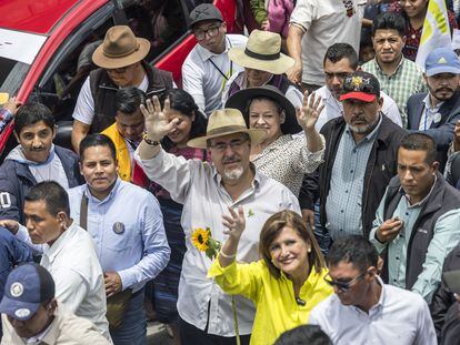 Acto público del candidato presidencial guatemalteco Bernardo Arévalo, el pasado domingo.
