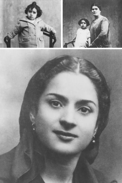 De niña en una fotografía de 1925, con su madre Rosario Ruiz y en una foto de juventud sin datar.