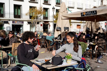 Una terraza de Madrid, el 5 de febrero de 2021.