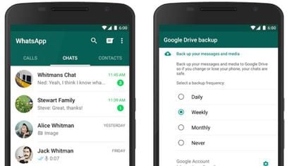 Nuevo interfaz de WhatsApp y Google Drive.