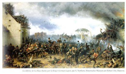 El escenario bélico de Waterloo: La defensa de La Haye-Sainte por la legión alemana del Rey, de A. Northern.