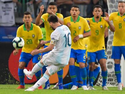 Messi, durante el partido contra Brasil.